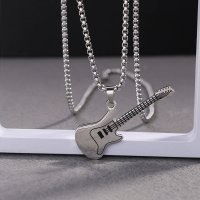 MJ149 - Stainless Steel Guitar Men's Pendant Necklace
